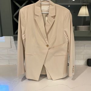 OAK + FORT Asymmetrical Blazer in Oatmeal Size S